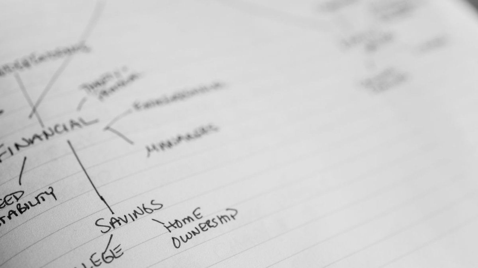 Notes manuscrites d'analyse financiere sur une feuille de papier, vue rapprochee